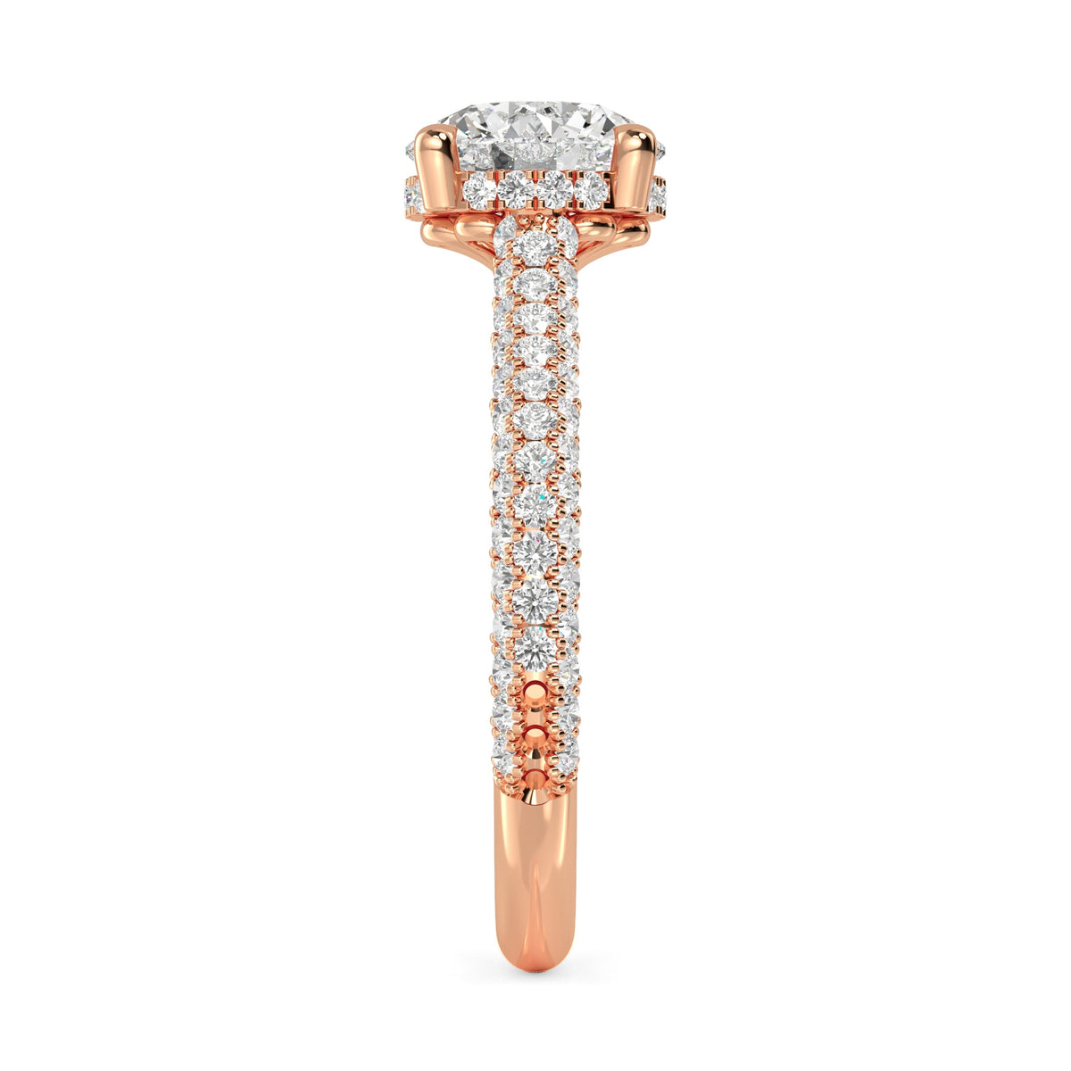 Round Hidden Halo Pave Set Solitaire Ring