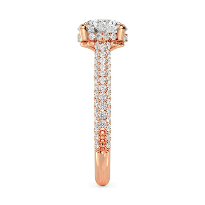 Round Hidden Halo Pave Set Solitaire Ring