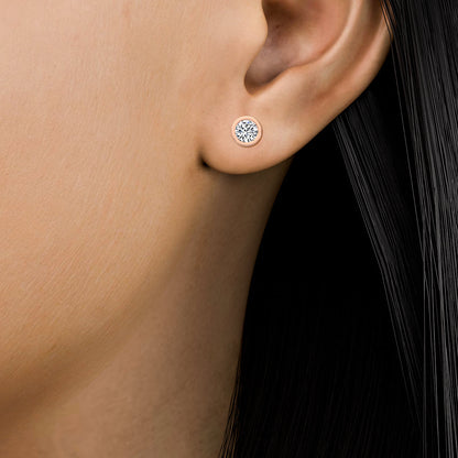 Bezel Set Round Solitaire Studs