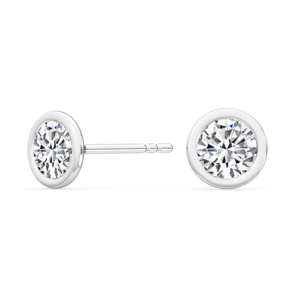 Bezel Set Round Solitaire Studs