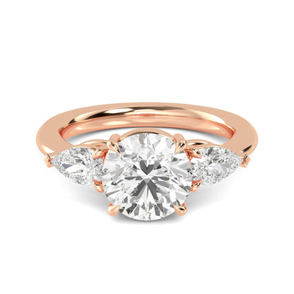 Round Pear Side Solitaire Ring