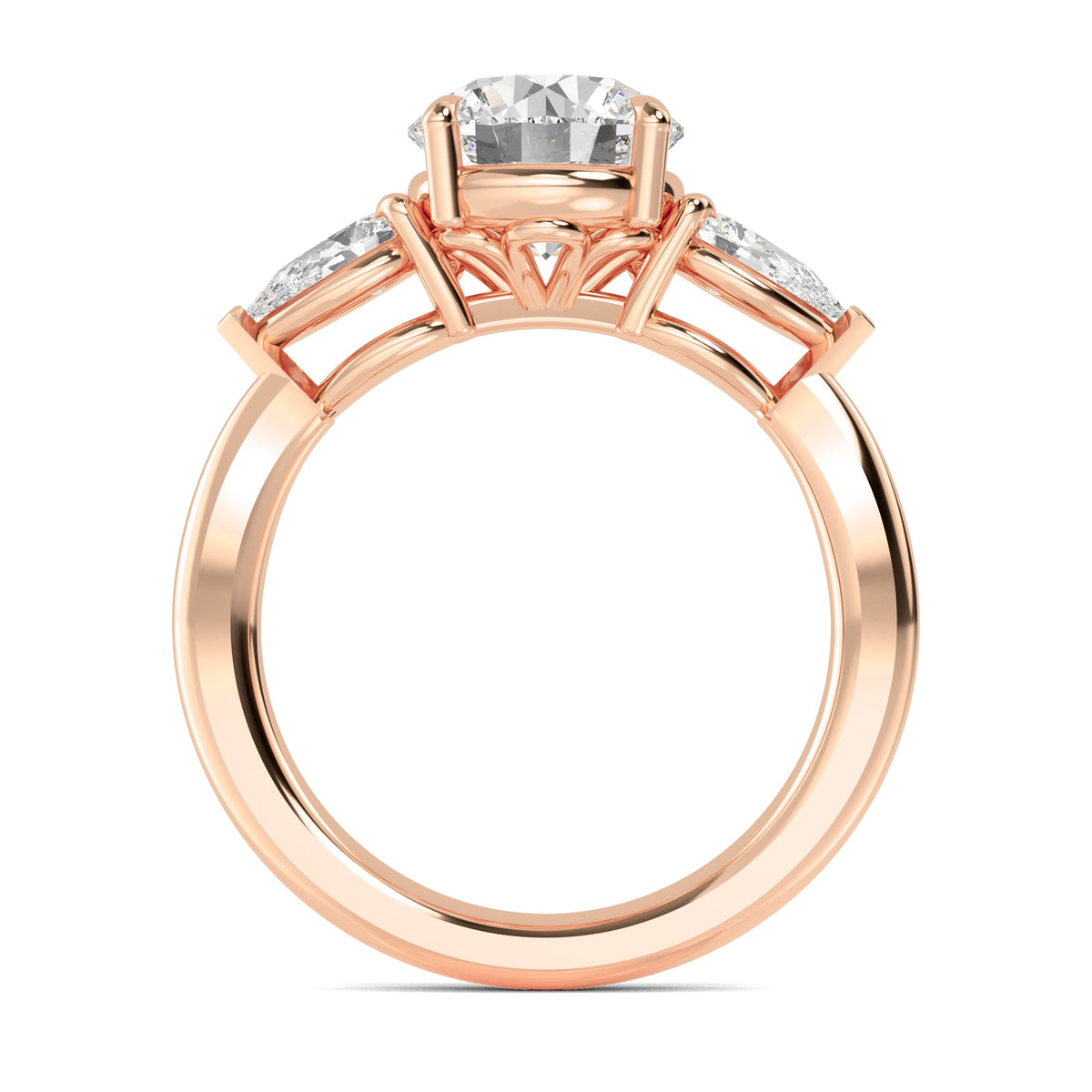 Round Pear Side Solitaire Ring