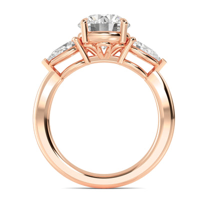 Round Pear Side Solitaire Ring