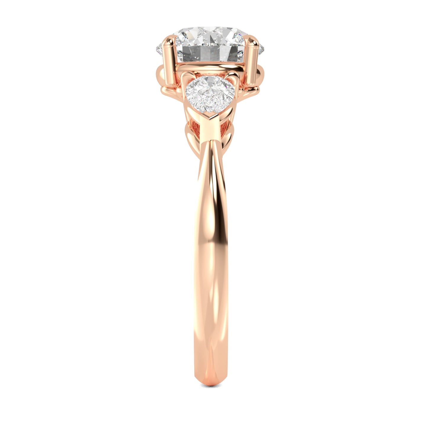 Round Pear Side Solitaire Ring