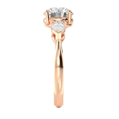 Round Pear Side Solitaire Ring