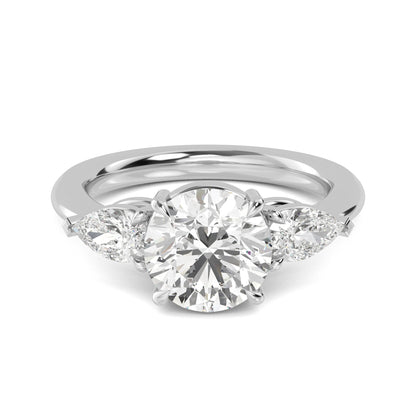 Round Pear Side Solitaire Ring