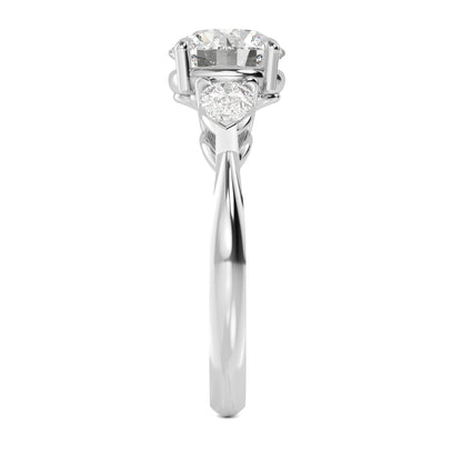 Round Pear Side Solitaire Ring