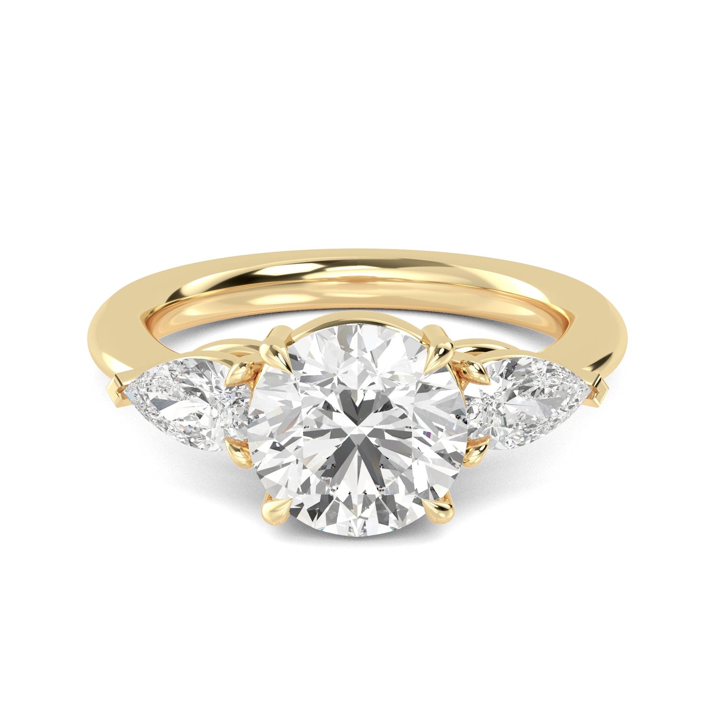 Round Pear Side Solitaire Ring