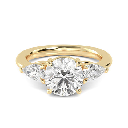 Round Pear Side Solitaire Ring