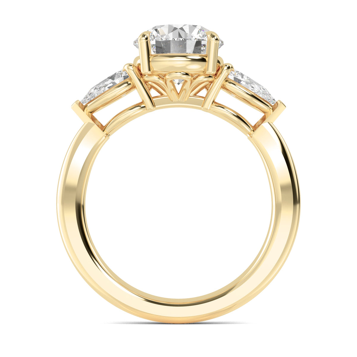 Round Pear Side Solitaire Ring