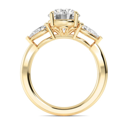 Round Pear Side Solitaire Ring