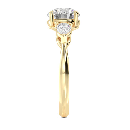 Round Pear Side Solitaire Ring