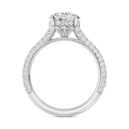 Round Hidden Halo Pave Set Solitaire Ring