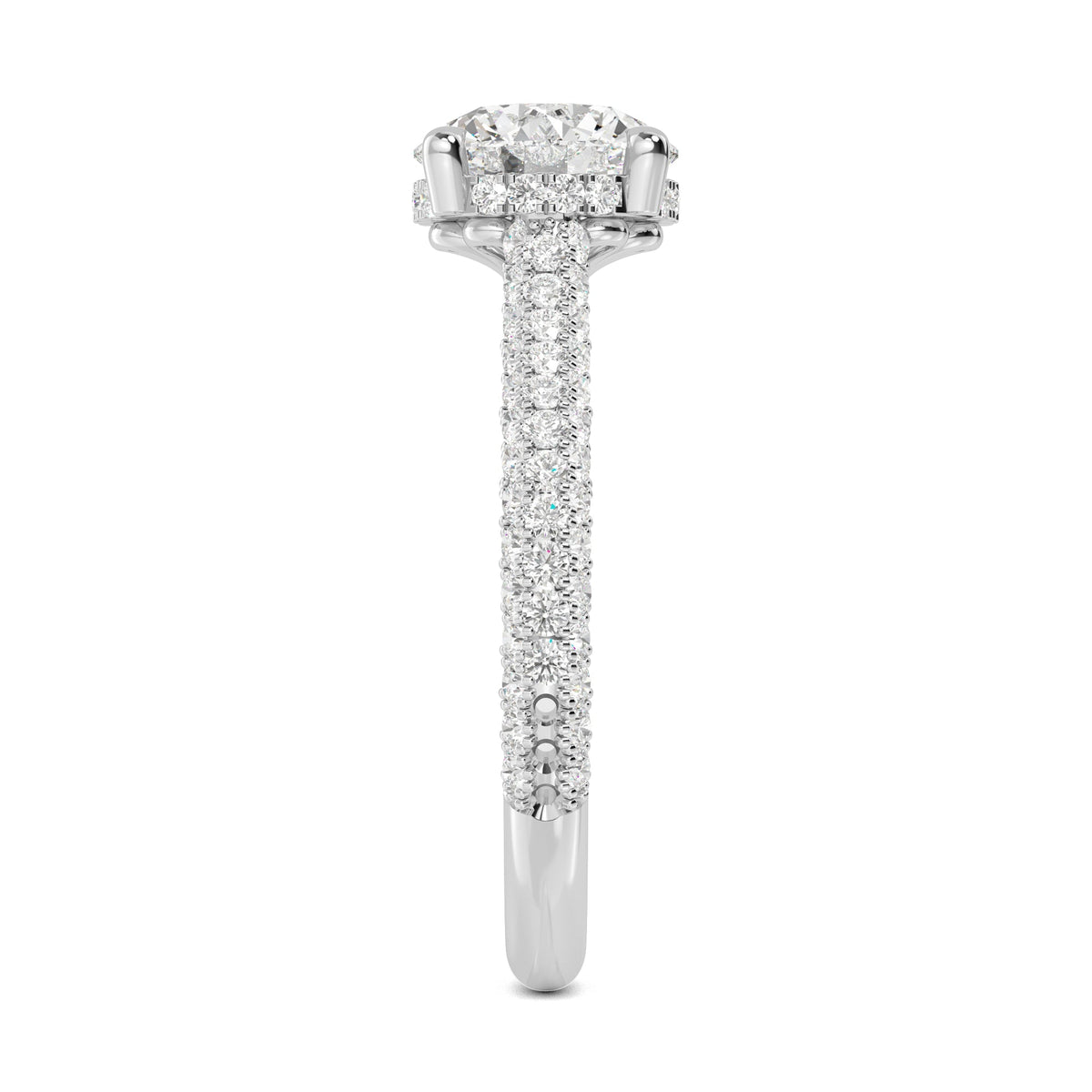 Round Hidden Halo Pave Set Solitaire Ring