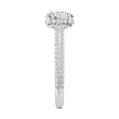 Round Hidden Halo Pave Set Solitaire Ring