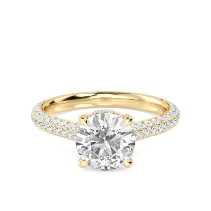 Round Hidden Halo Pave Set Solitaire Ring