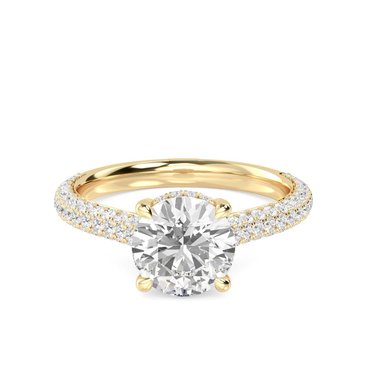 Round Hidden Halo Pave Set Solitaire Ring