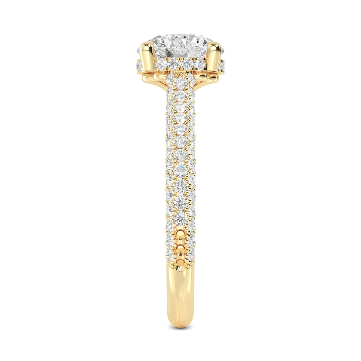 Round Hidden Halo Pave Set Solitaire Ring
