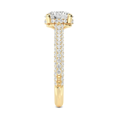 Round Hidden Halo Pave Set Solitaire Ring