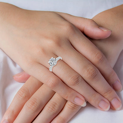 Round Double Swirl Solitaire Ring