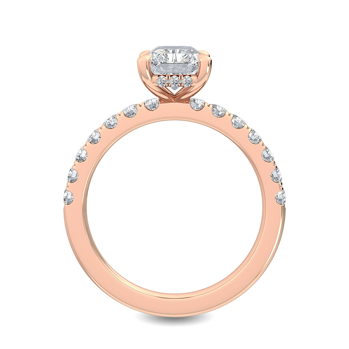 Radiant Hidden Halo Pave Set Solitaire Engagement