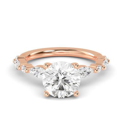 Round Marquise Shoulder Solitaire Ring
