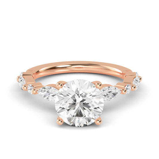Round Marquise Shoulder Solitaire Ring