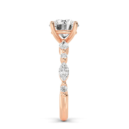 Round Marquise Shoulder Solitaire Ring
