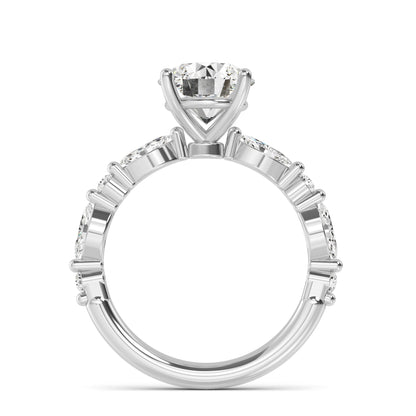 Round Marquise Shoulder Solitaire Ring
