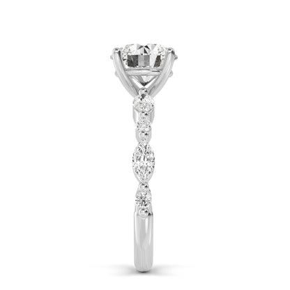 Round Marquise Shoulder Solitaire Ring