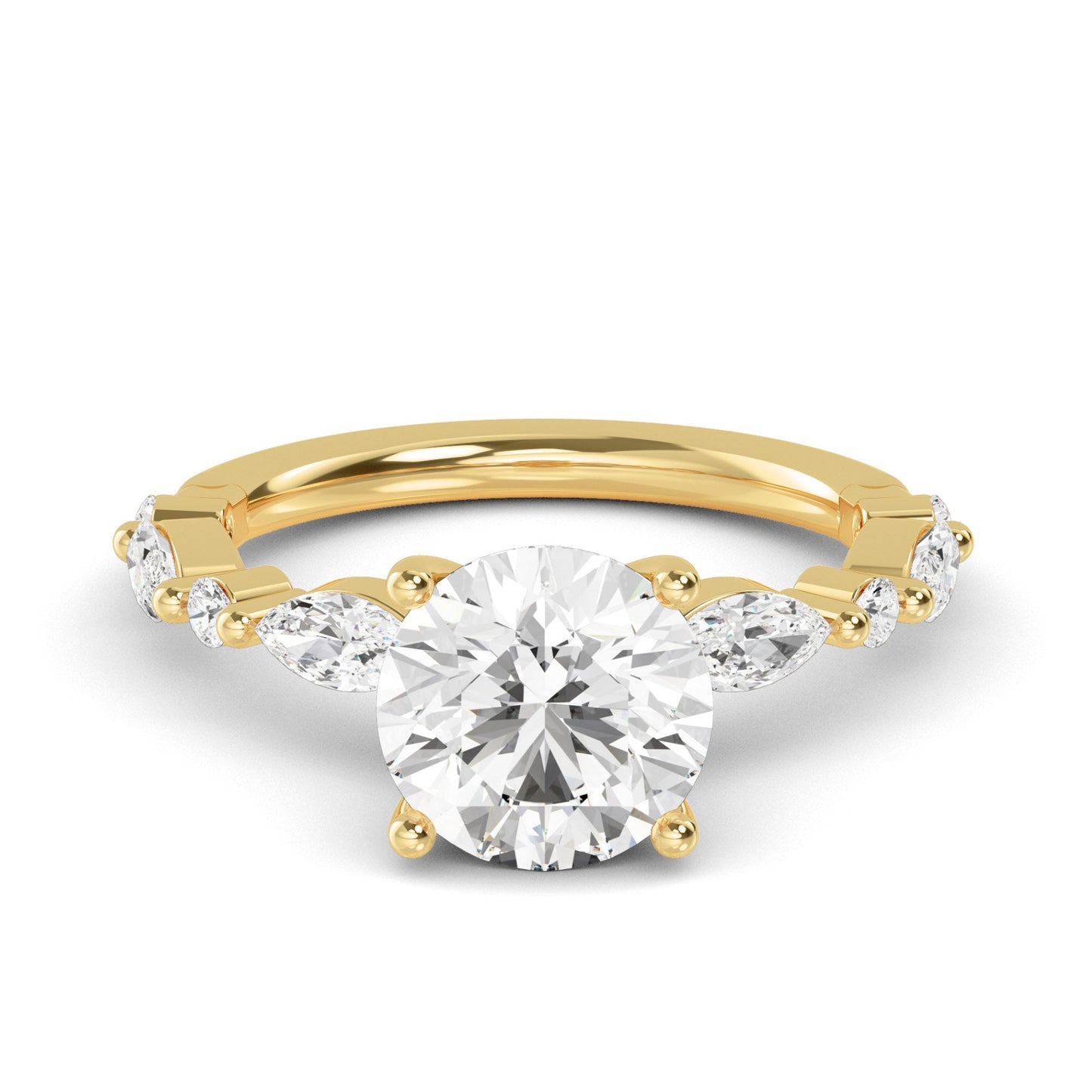 Round Marquise Shoulder Solitaire Ring