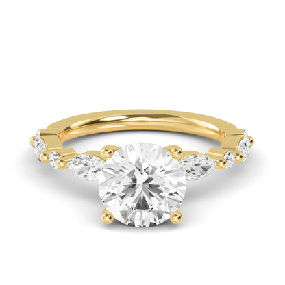 Round Marquise Shoulder Solitaire Ring