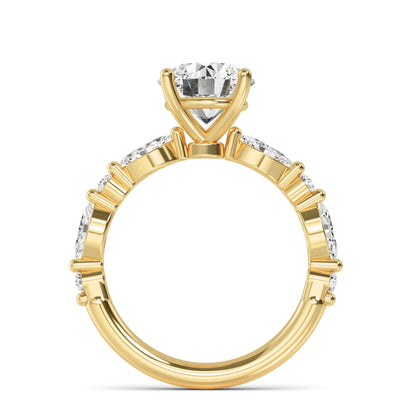 Round Marquise Shoulder Solitaire Ring