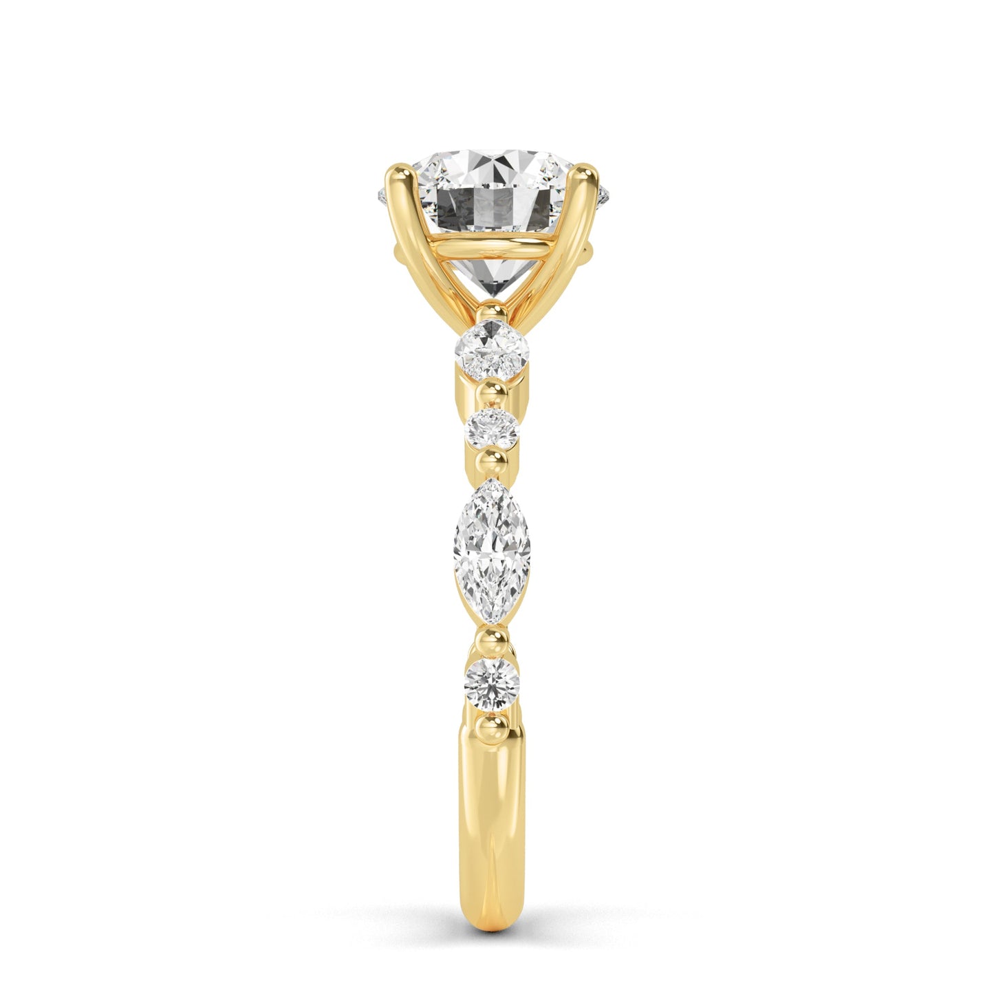 Round Marquise Shoulder Solitaire Ring