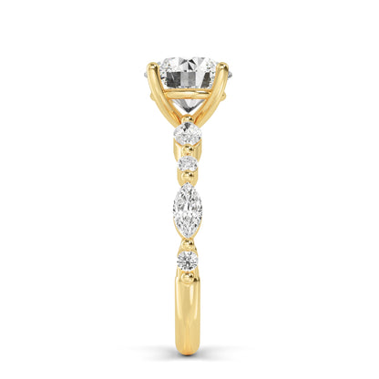 Round Marquise Shoulder Solitaire Ring