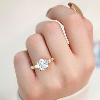 Round Marquise Shoulder Solitaire Ring