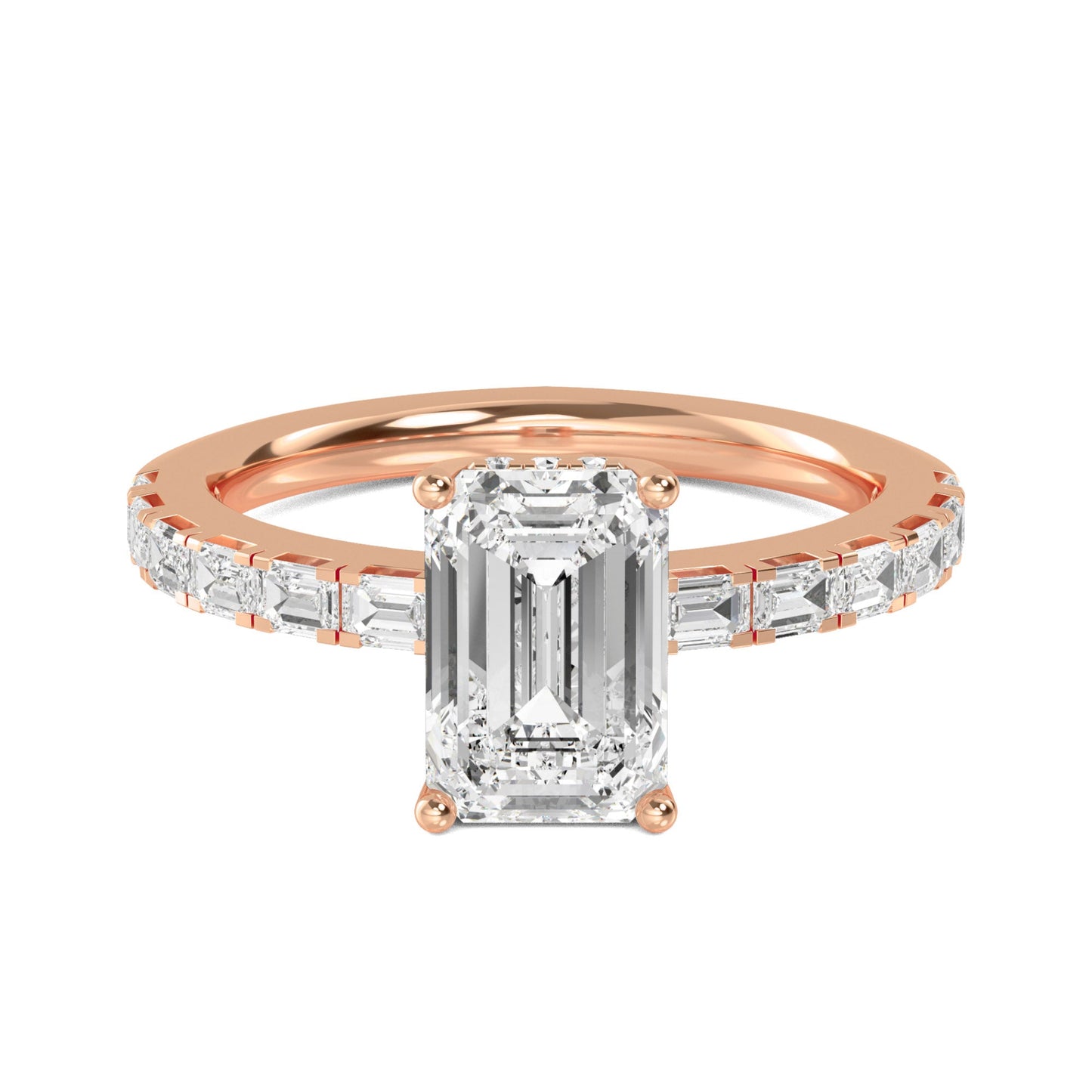 Emerald Hidden Halo Band Ring