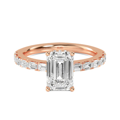 Emerald Hidden Halo Band Ring