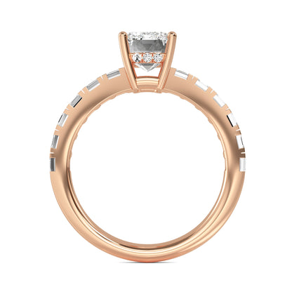 Emerald Hidden Halo Band Ring