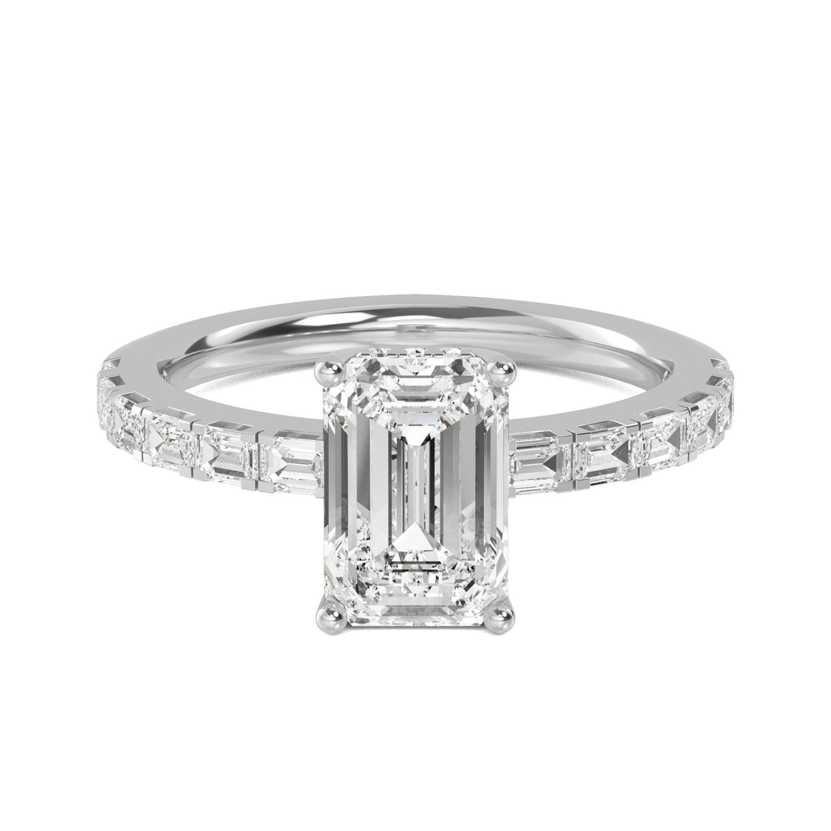 Emerald Hidden Halo Band Ring