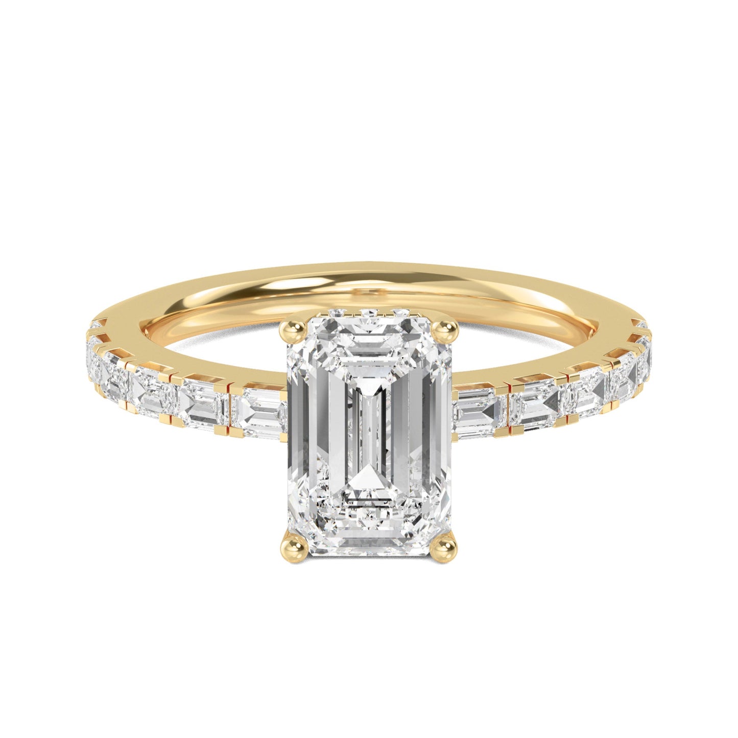 Emerald Hidden Halo Band Ring