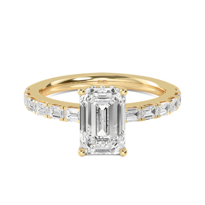 Emerald Hidden Halo Band Ring
