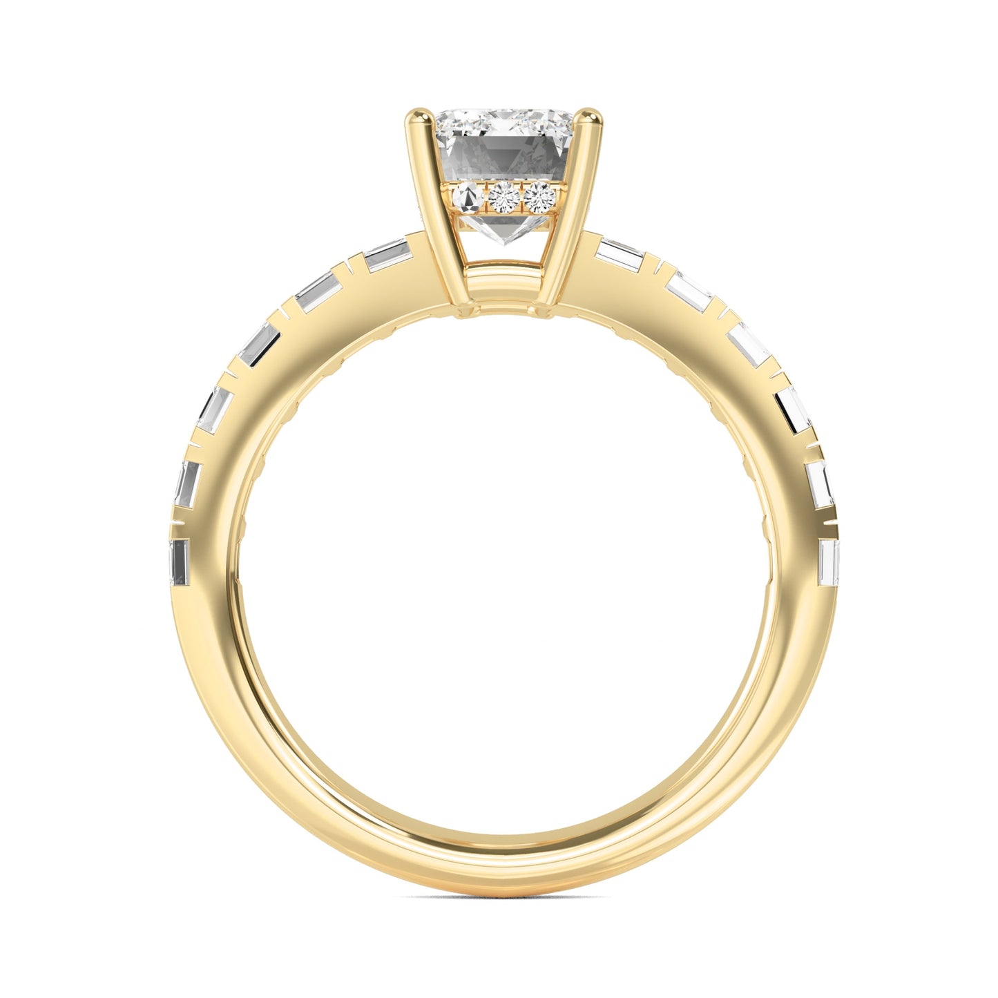 Emerald Hidden Halo Band Ring