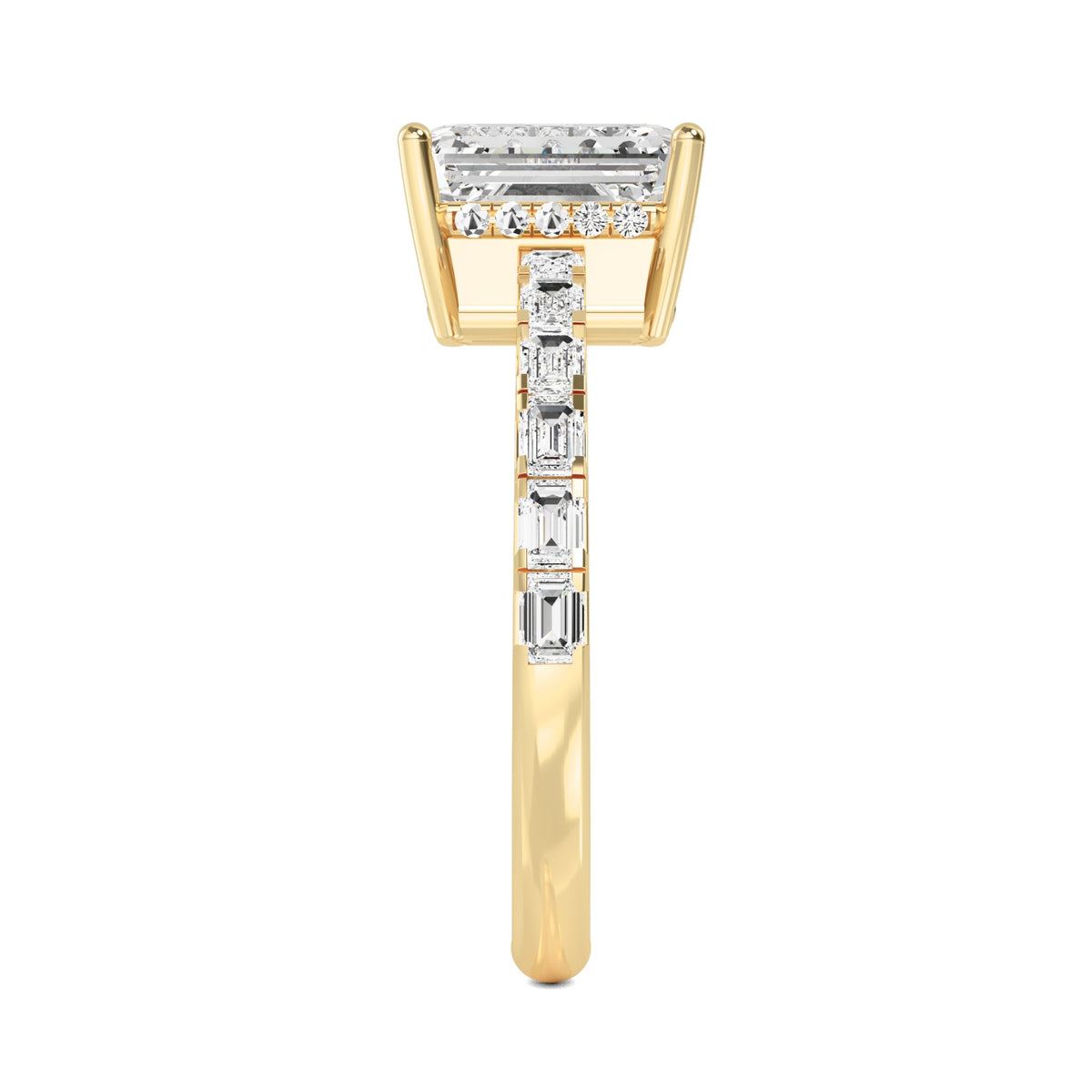 Emerald Hidden Halo Band Ring