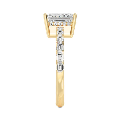 Emerald Hidden Halo Band Ring